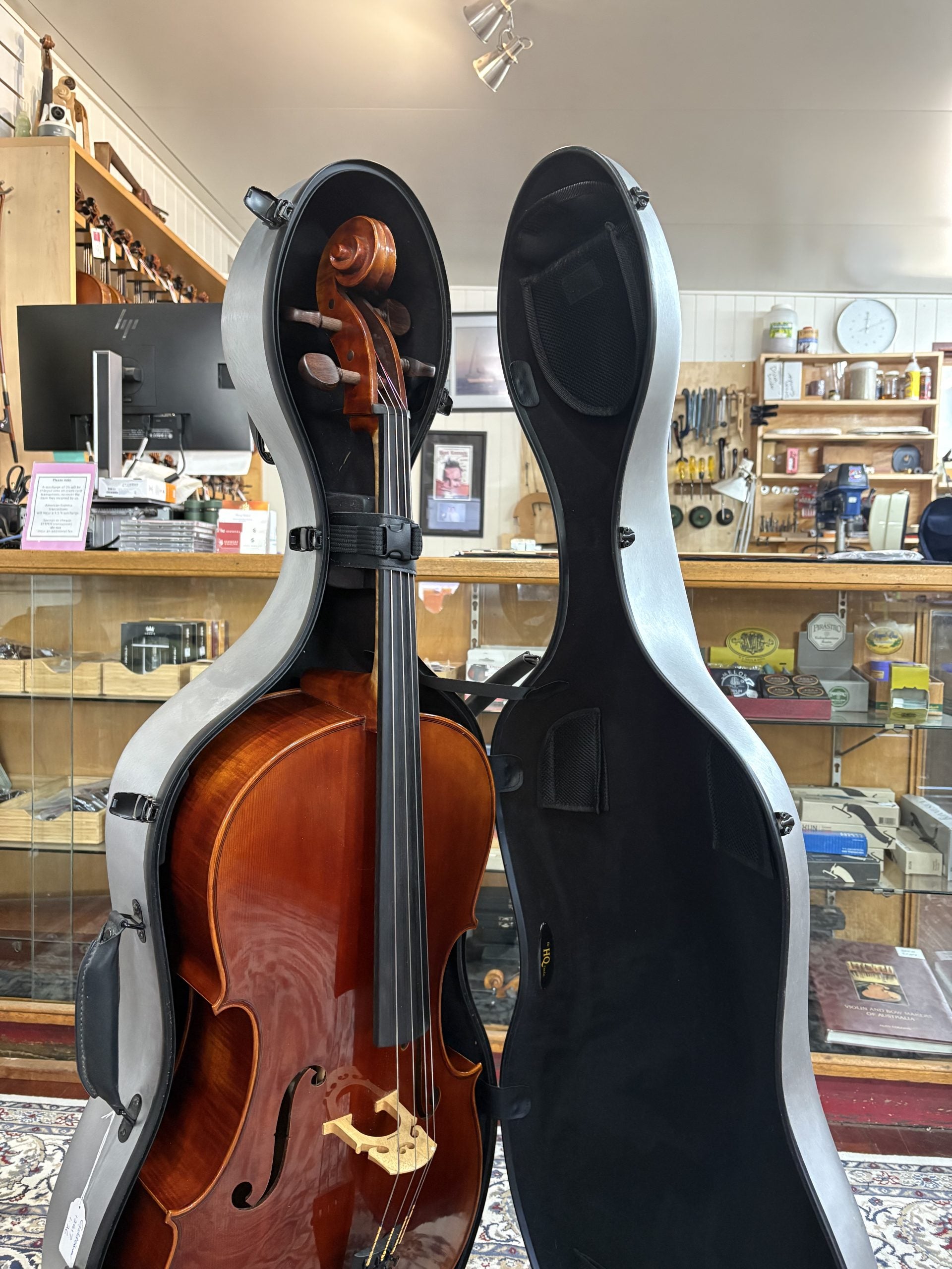 Second hand cello with silver lightweight hard case. $6850